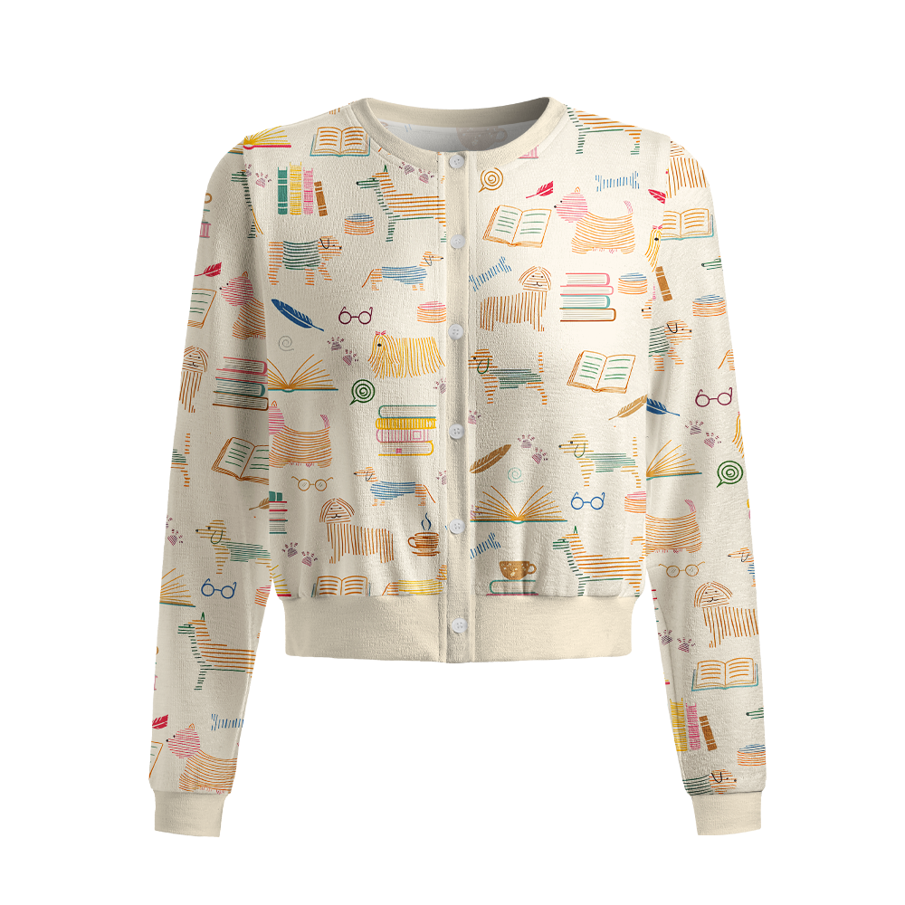 Pagewings Bookish Vibe Crew Neck Cardigan Sweaters