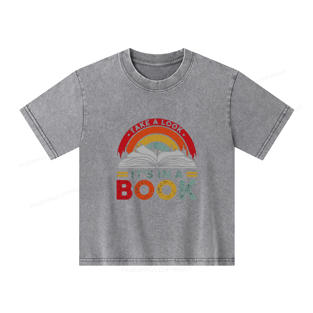 Pagewings  Take A Look It's In A Book Unisex Kids Washed T-shirt