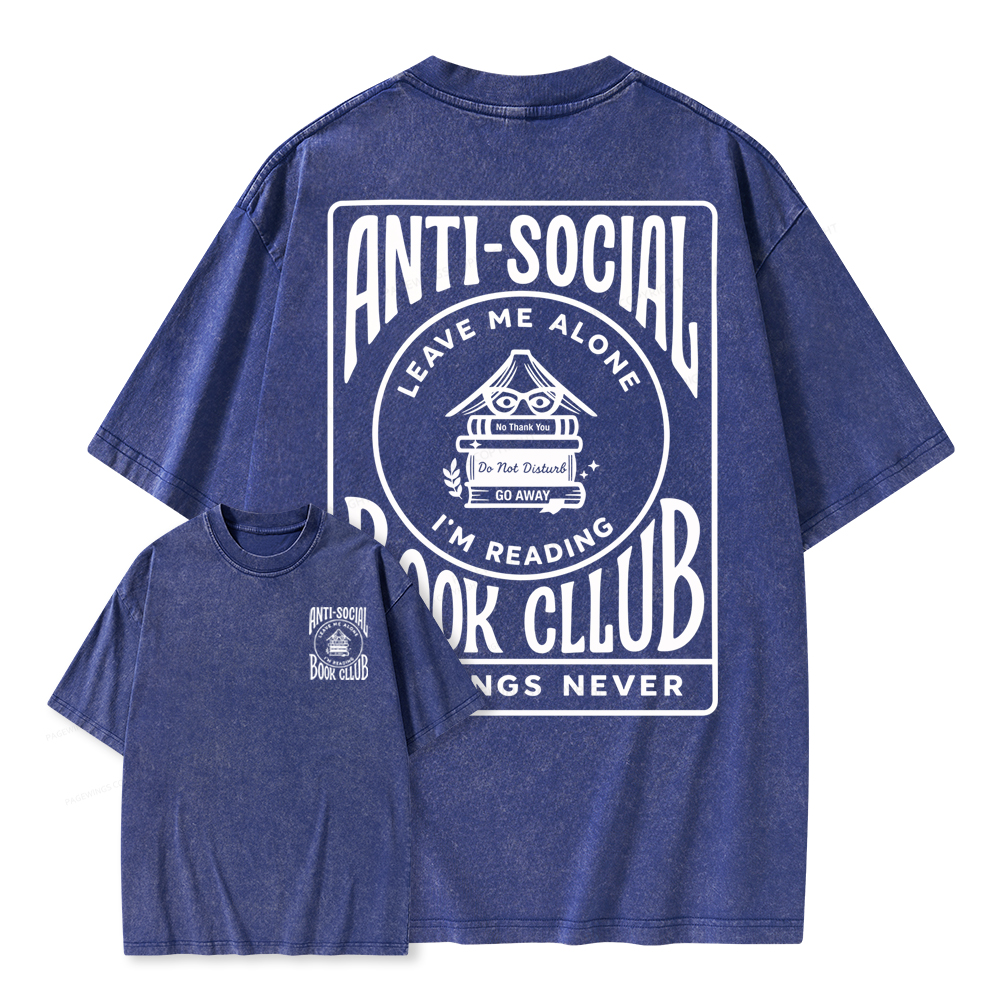 Pagewings Anti-Social Book Club Unisex Washed T-shirt