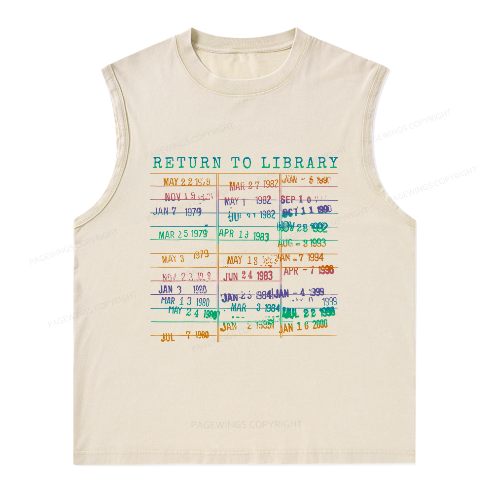 Pagewings Vintage Library Rainbow Unisex Washed Tank Top