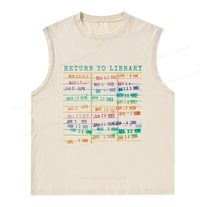 Pagewings Vintage Library Rainbow Unisex Washed Tank Top