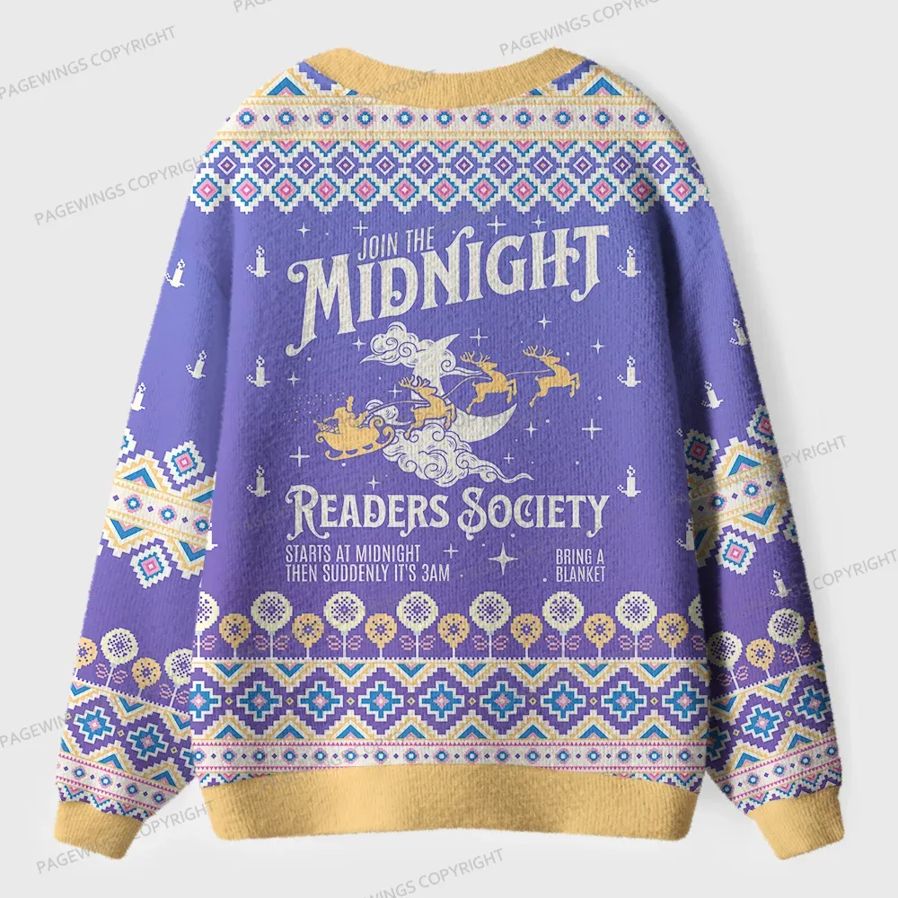 Pagewings Midnight Readers Society Unisex Ugly Cardigan Sweaters