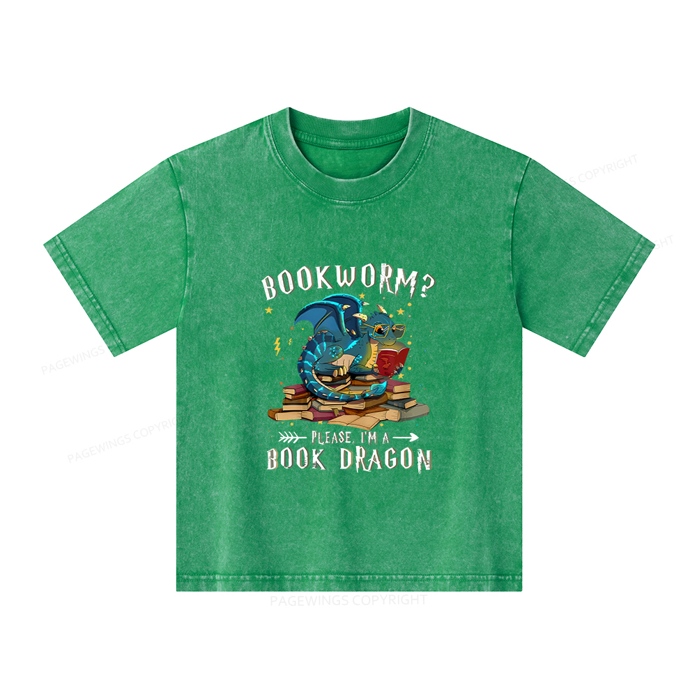Pagewings Dragon Book Unisex Kids Washed T-shirt
