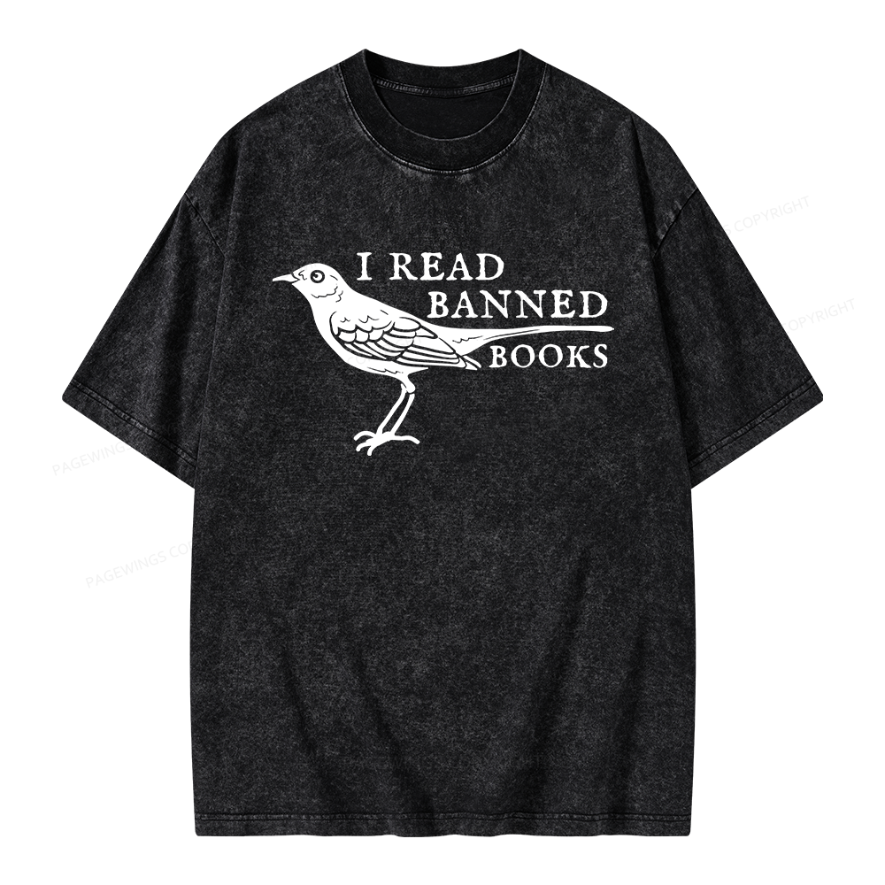 Pagewings Read Banned Books Unisex Washed T-shirt