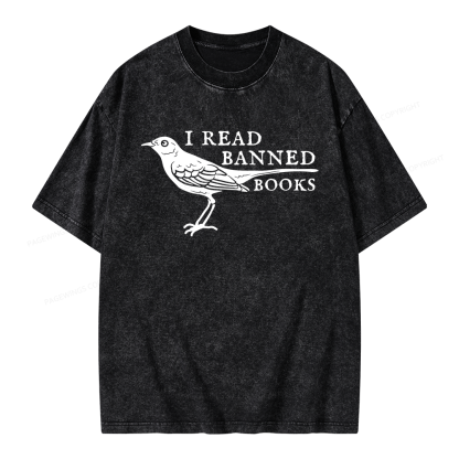 Pagewings Read Banned Books Unisex Washed T-shirt