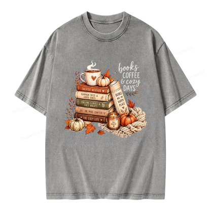 Pagewings Fall Bookish Unisex Washed T-shirt
