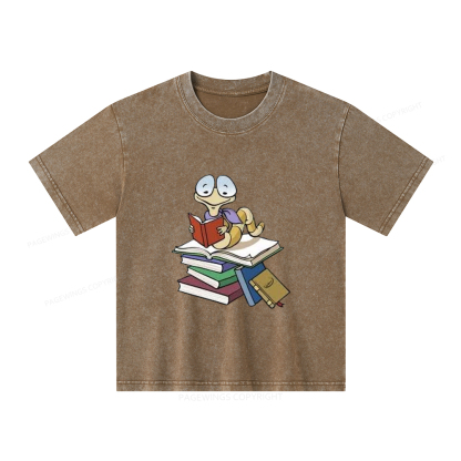 Pagewings Reading Snail and Book Unisex Kids Washed T-shirt