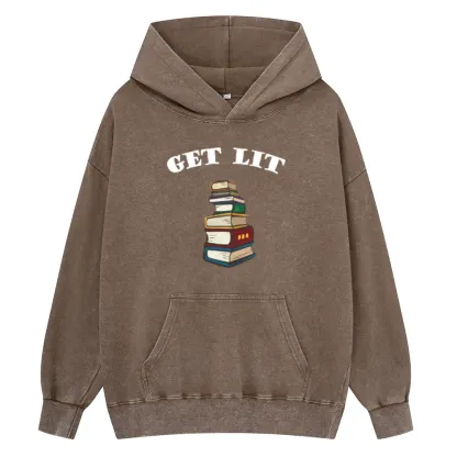Pagewings Get Lit Unisex Washed Hoodie