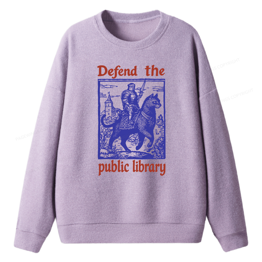 Pagewings Defend the Public Library Unisex Knit Sweatshirt