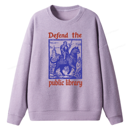 Pagewings Defend the Public Library Unisex Knit Sweatshirt