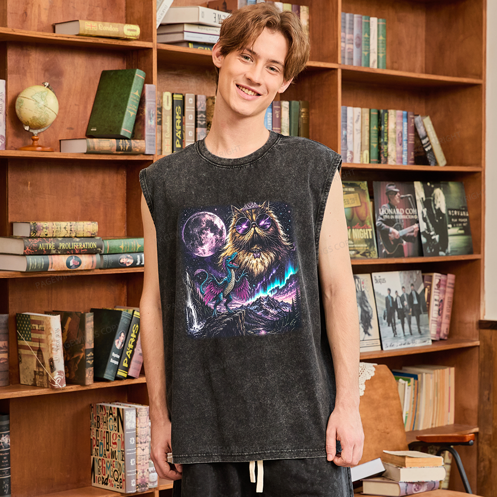 Pagewings Sci Fi Books Lover Unisex Washed Tank Top