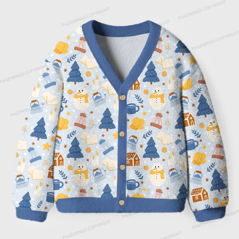 Pagewings Winter Reading Vibes Unisex Ugly Cardigan Sweaters