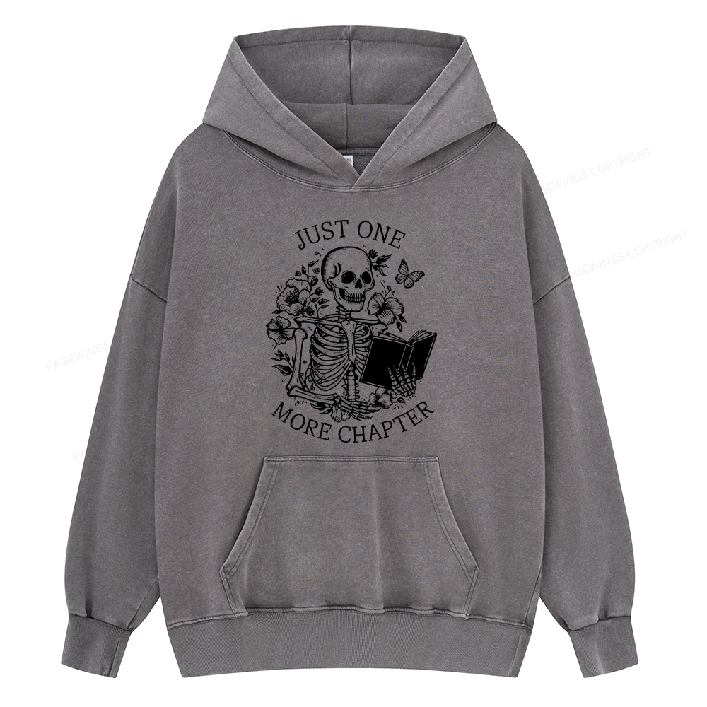 Pagewings One More Chapter Skeleton Unisex Washed Hoodie