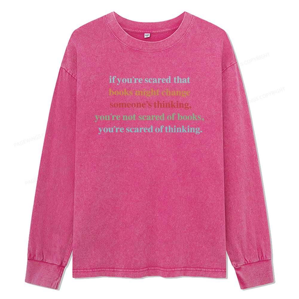 Pagewings Censorship Social Justice Shirt Booktrovert Unisex Washed Long Sleeve T-shirt