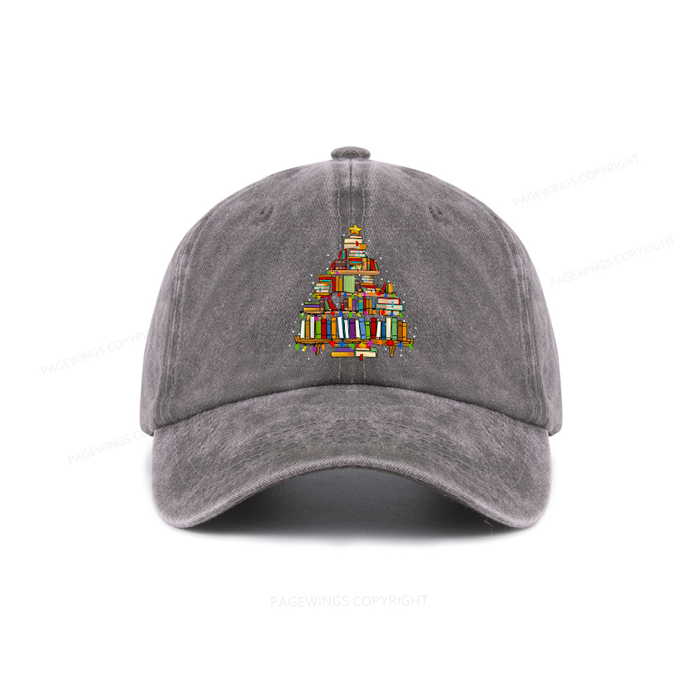 Pagewings Christmas Books Tree Washed Cap