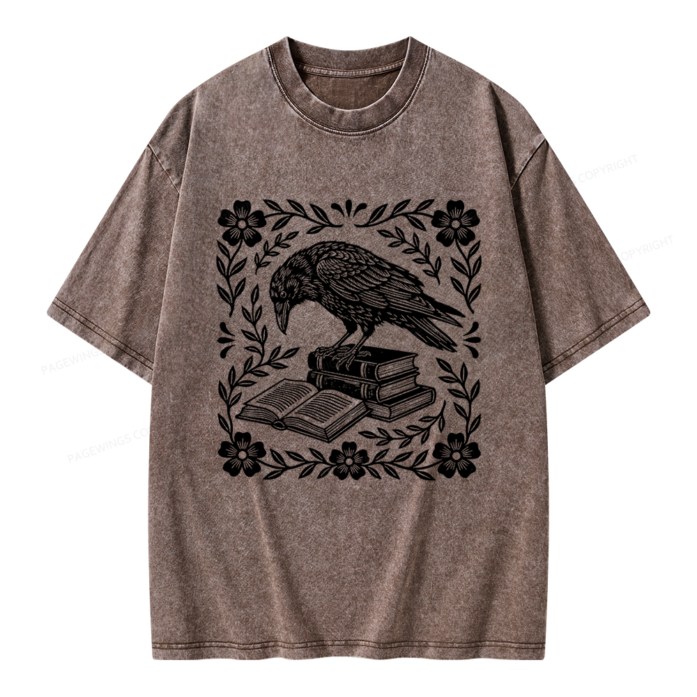 Pagewings Bookish Raven Unisex Washed T-shirt
