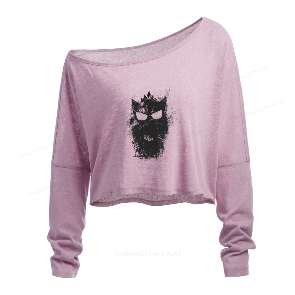Pagewings This Is An Outrage Slouchy Long Sleeve Off Shoulder T-shirt