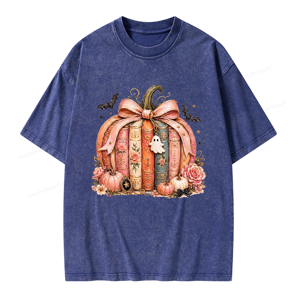 Pagewings Book Pumpkin Unisex Washed T-shirt