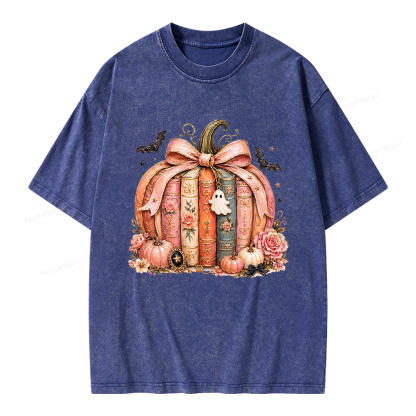 Pagewings Book Pumpkin Unisex Washed T-shirt