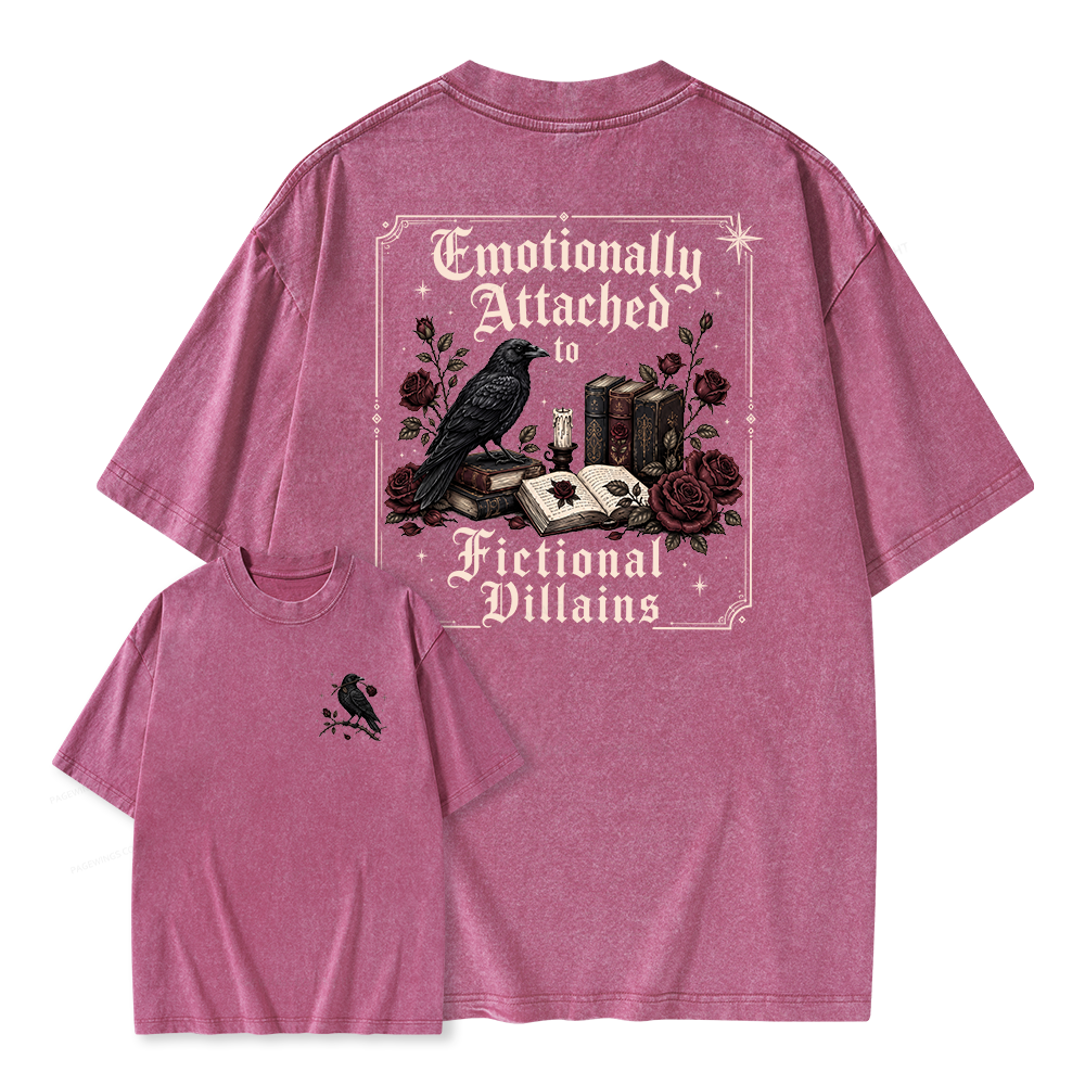 Pagewings Emotionally Attached to Fictional Villains Unisex Washed T-shirt