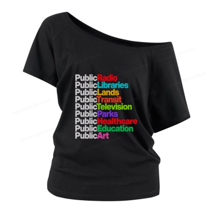 Pagewings Personalized Public Libraries Women Off Shoulder T-shirts