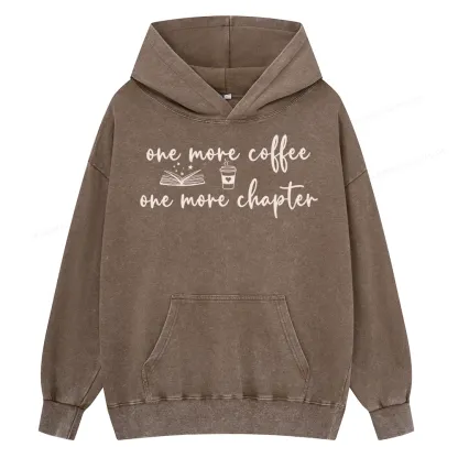 Pagewing Just One More Coffee and Books Unisex Washed Hoodie