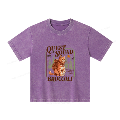 Pagewings Quest Squad Broccoli Unisex Kids Washed T-shirt