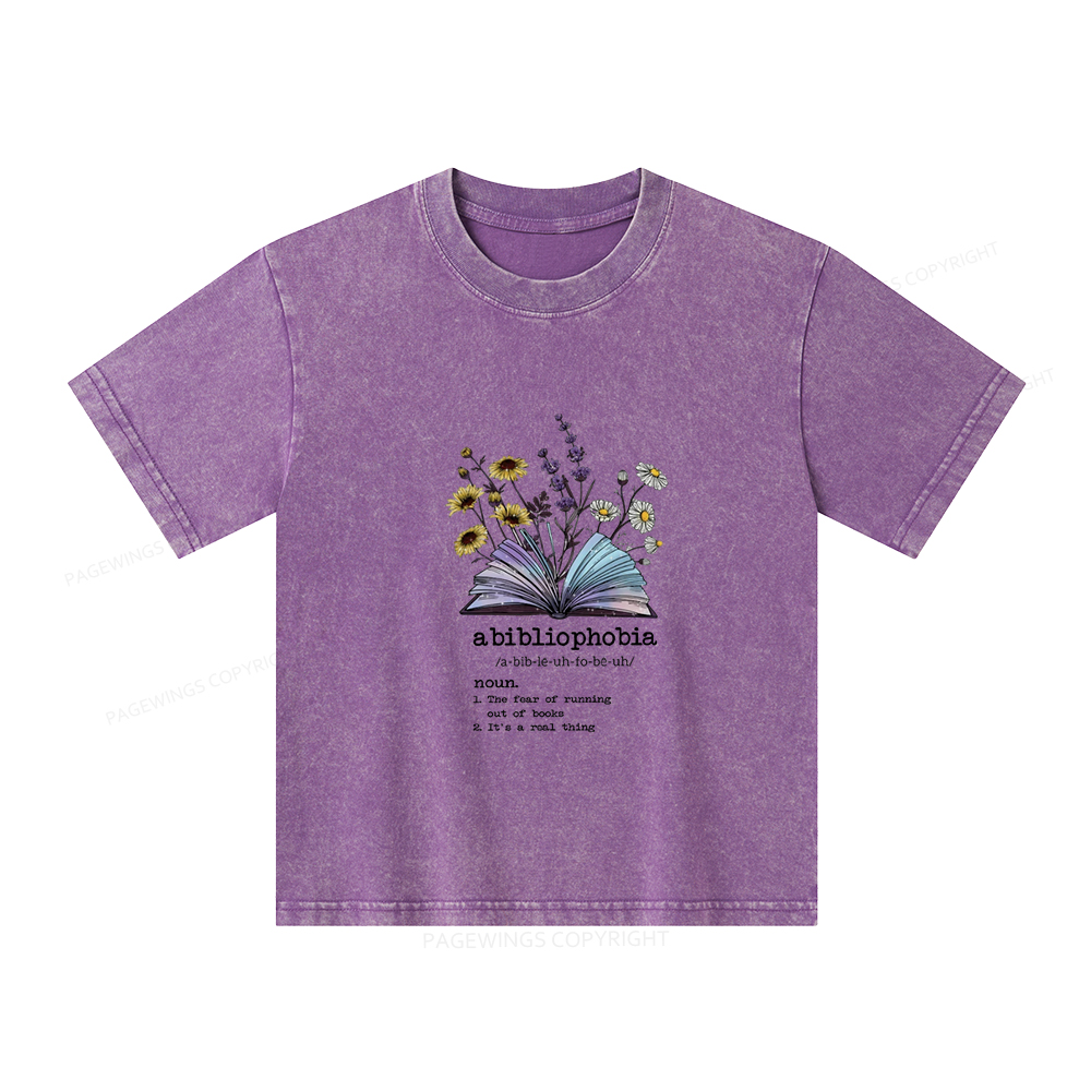 Pagewings Bibliophile Reading Unisex Kids Washed T-shirt