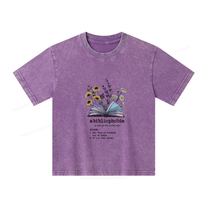 Pagewings Bibliophile Reading Unisex Kids Washed T-shirt