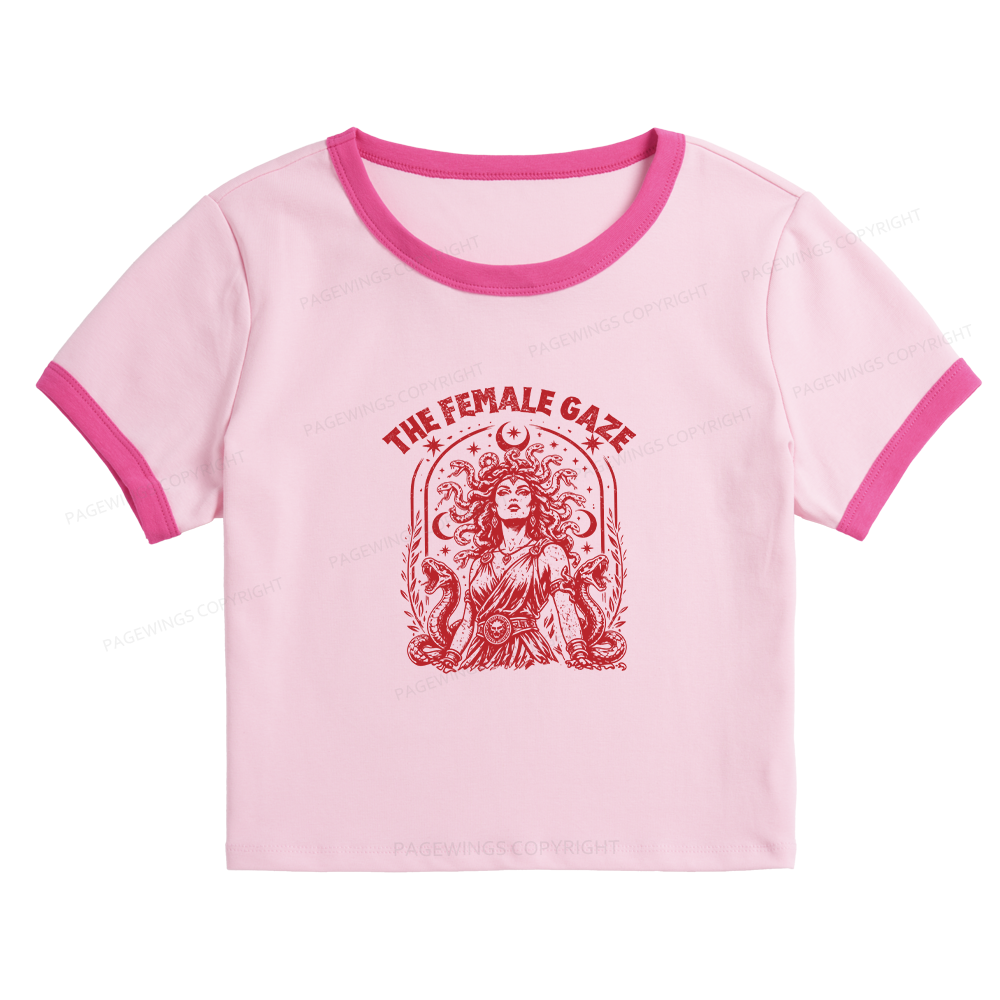 Pagewings Vintage Medusa Feminist Baby Tee Cropped Ringer T-Shirt