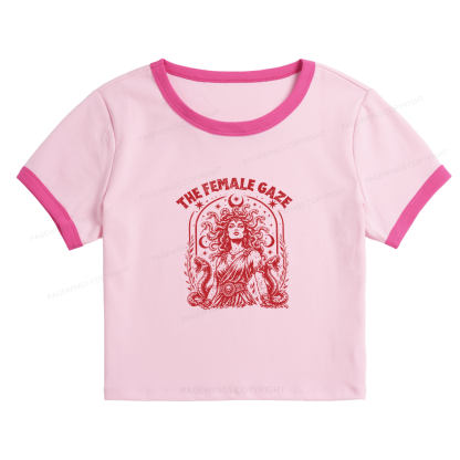 Pagewings Vintage Medusa Feminist Baby Tee Cropped Ringer T-Shirt