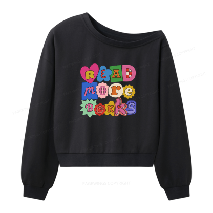 Pagewing Read More Books Women Off Shoulder Sweatshirt