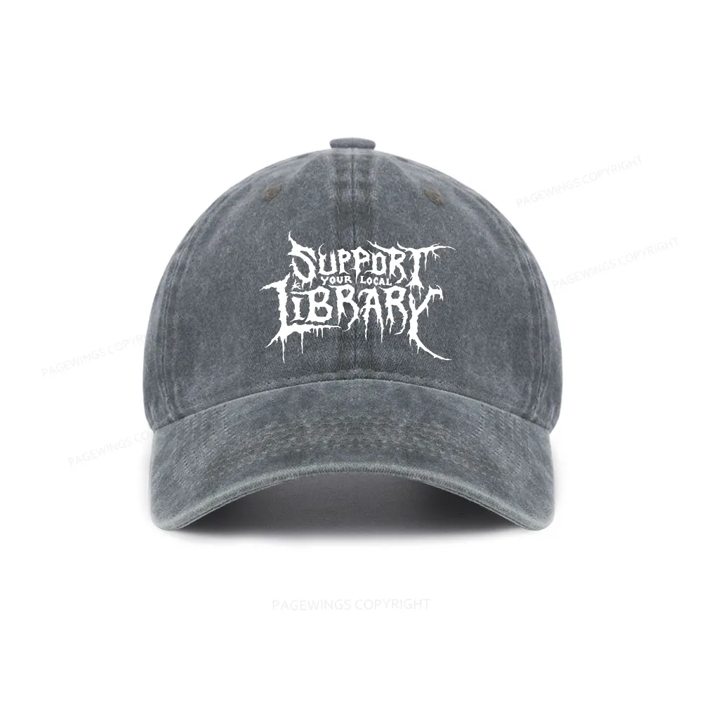 Pagewings Support Your Local Library Washed Cap