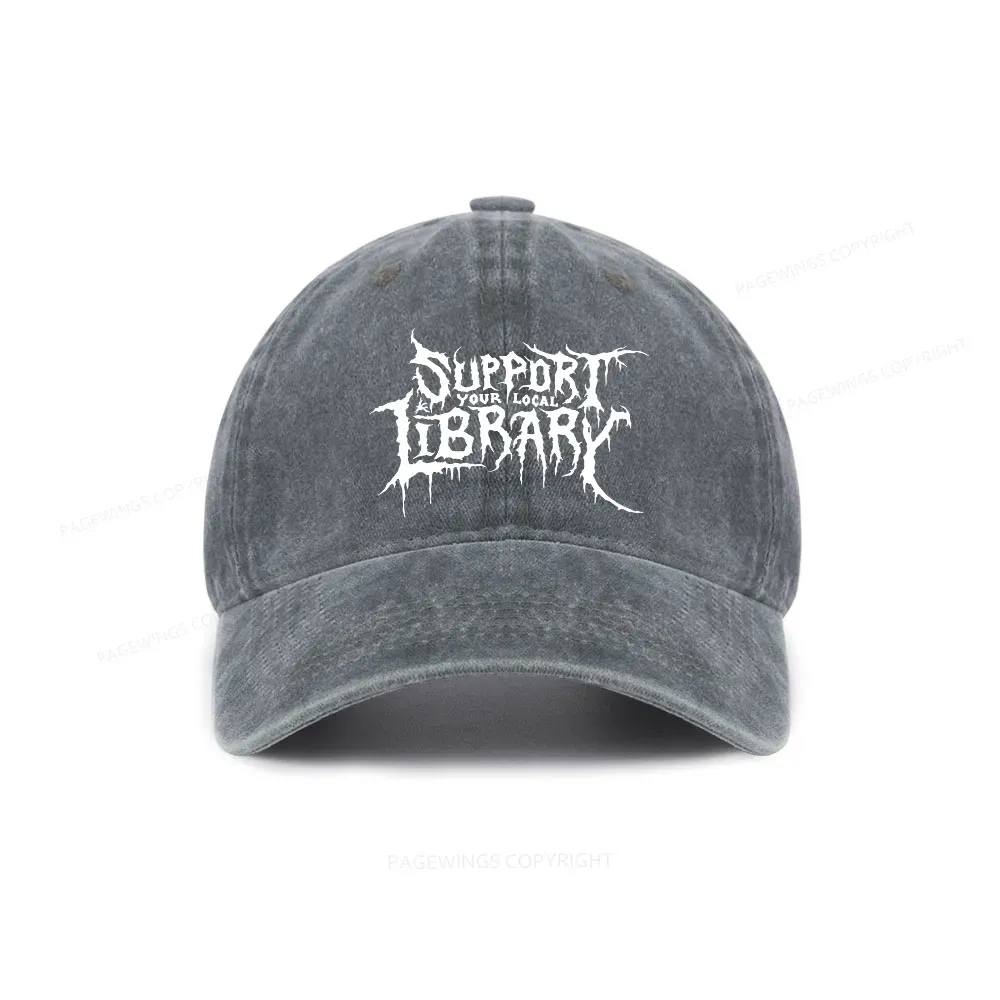 Pagewings Support Your Local Library Washed Cap