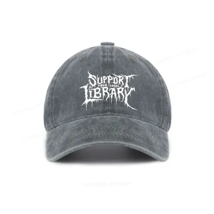 Pagewings Support Your Local Library Washed Cap