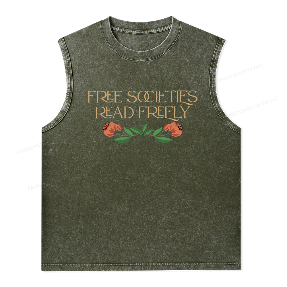 Pagewings Free Societies Read Freely Shirt T-Shirt Unisex Washed Tank Top