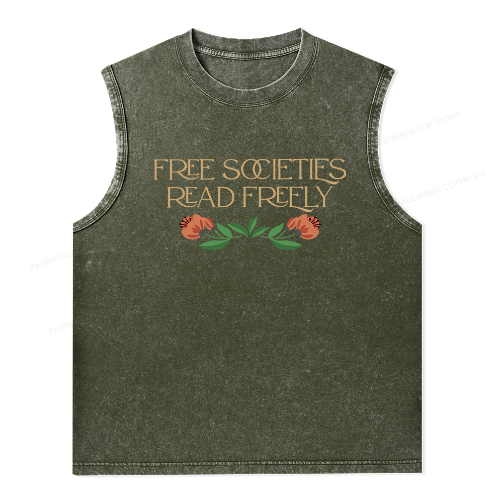 Pagewings Free Societies Read Freely Shirt T-Shirt Unisex Washed Tank Top