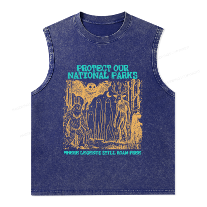 Pagewings Protect Our Parks Vintage Camping Unisex Washed Tank Top