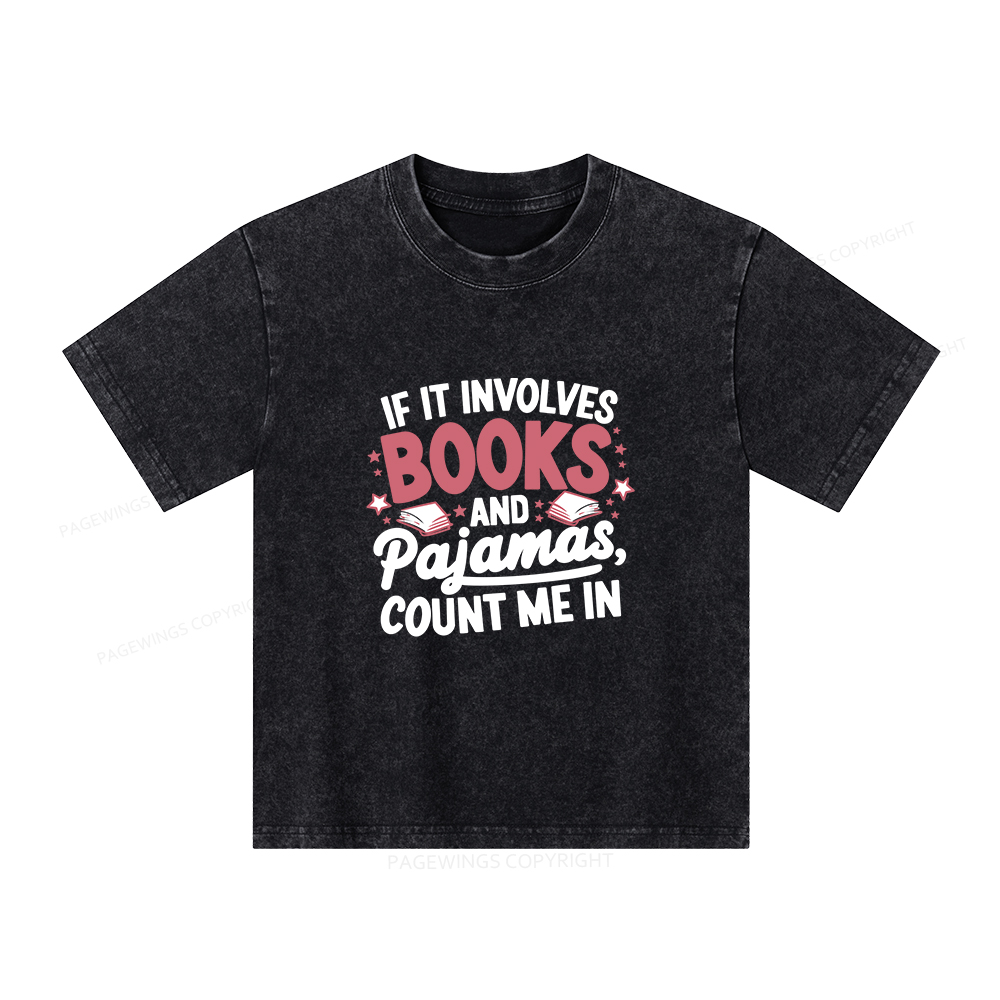 Pagewings Lover Funny Book Reading Unisex Kids Washed T-shirt
