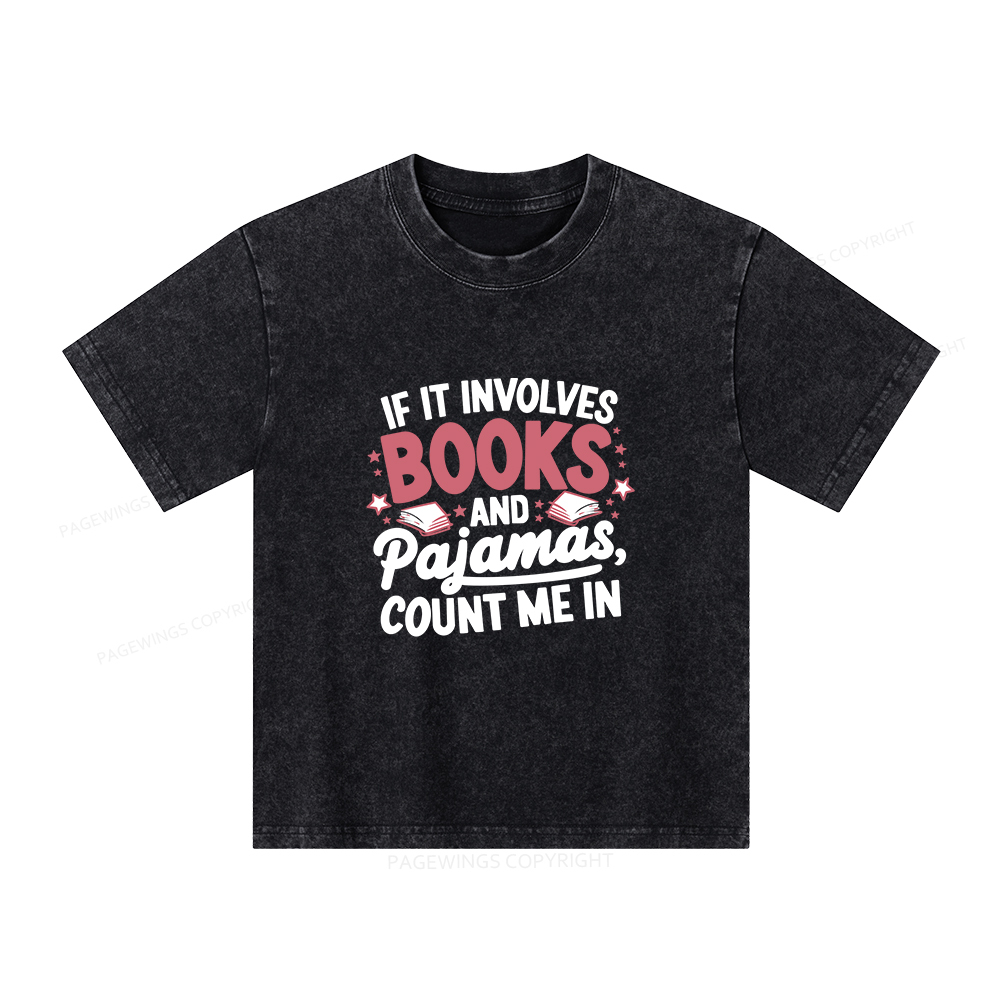 Pagewings Lover Funny Book Reading Unisex Kids Washed T-shirt