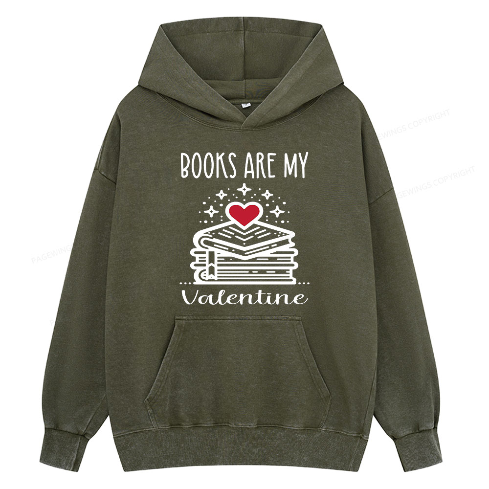Pagewings Books are My Valentine Unisex Washed Hoodie