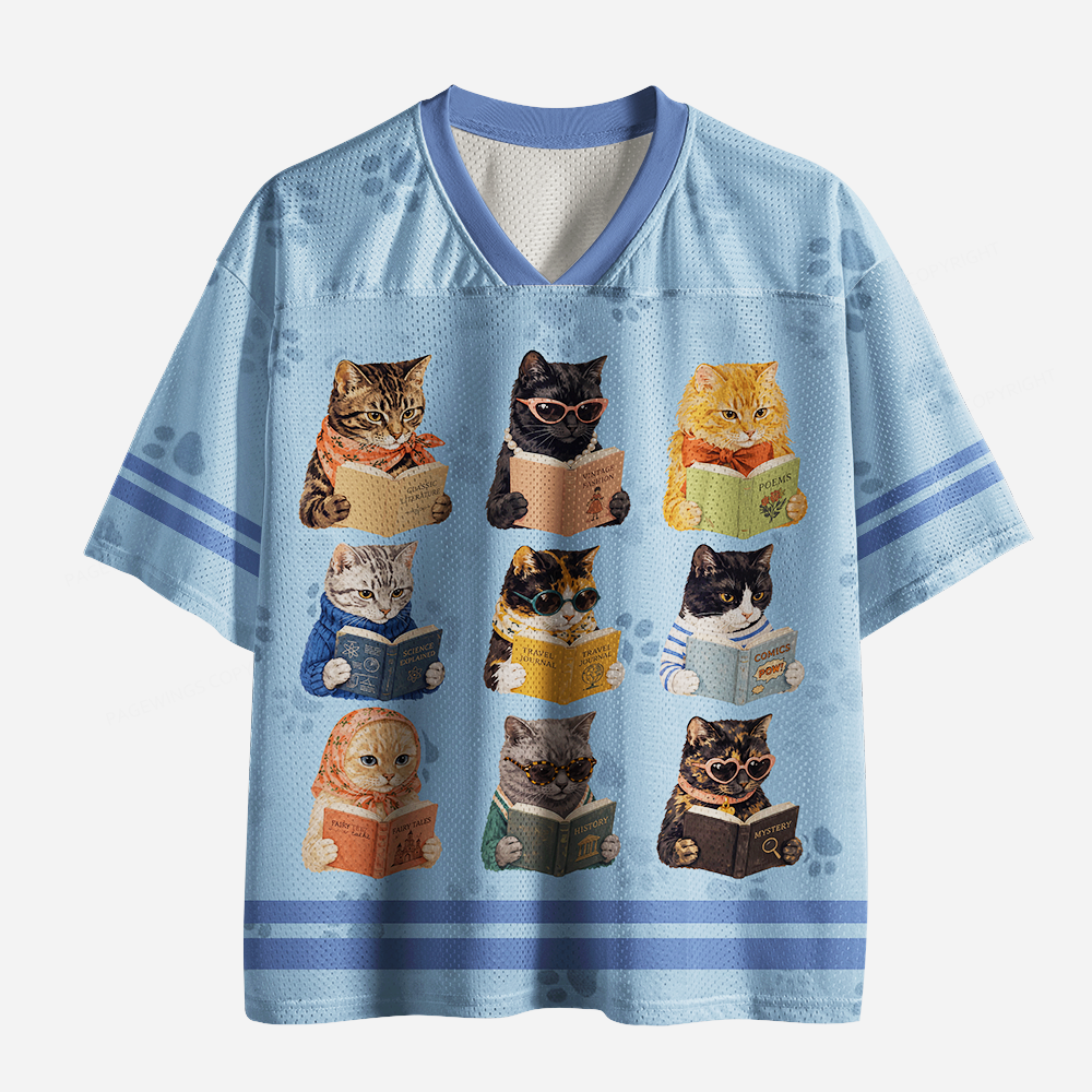 Pagewings Bookish Cat Unisex Mesh Jersey