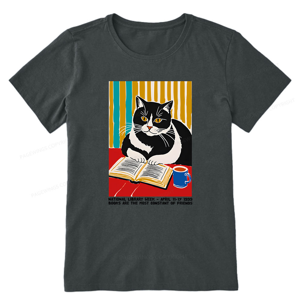 Pagewings Ational Library Week Cat Poster Unisex Classic T-shirt