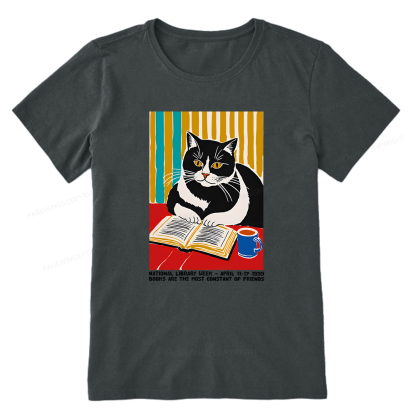 Pagewings Ational Library Week Cat Poster Unisex Classic T-shirt