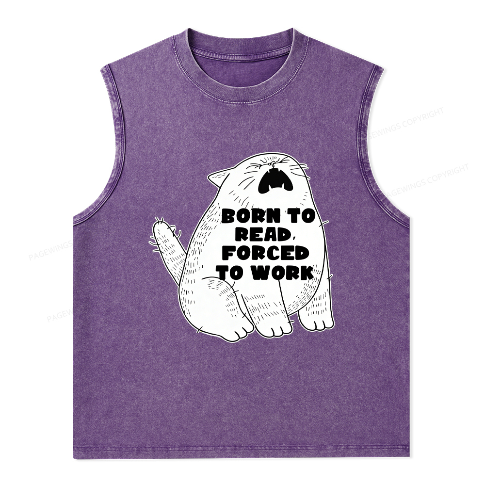 Pagewings Born To Read Forced To Work Unisex Washed Tank Top