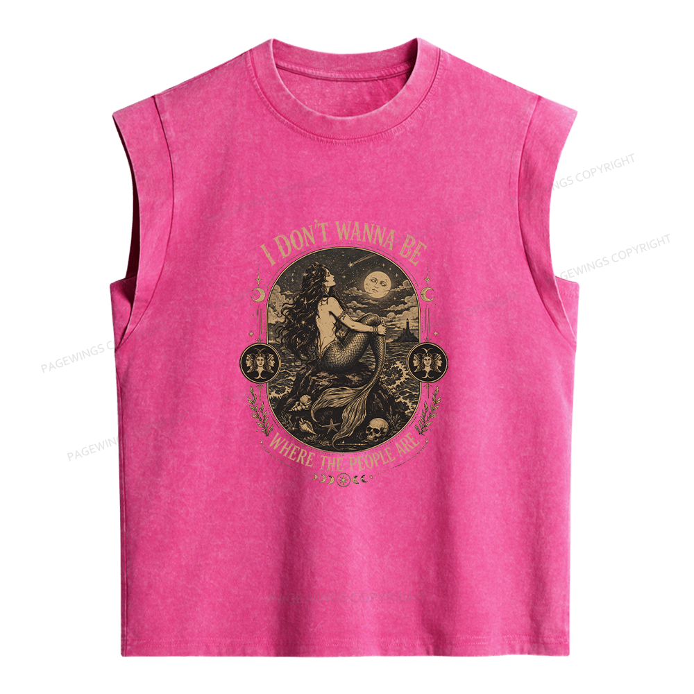 Pagewings I Don't Wanna Be Where The People Are Women's Washed Tank Top