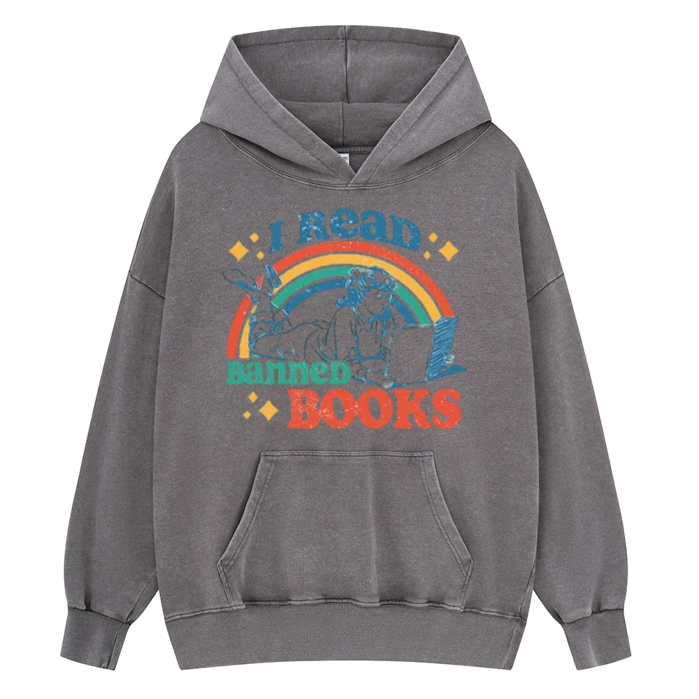 Pagewings I Read Banned Books Unisex Washed Hoodie