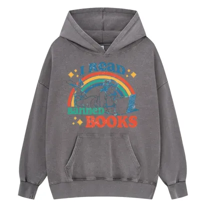 Pagewings I Read Banned Books Unisex Washed Hoodie
