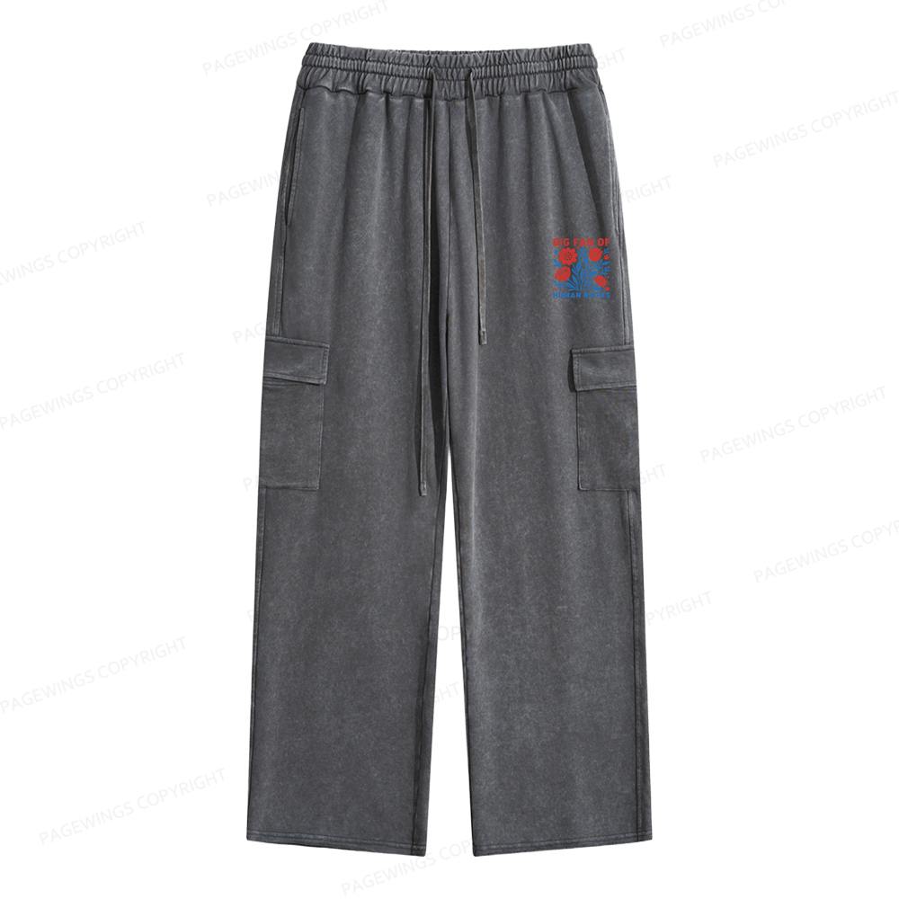 Pagewings Big Fan Of Human Rights Unisex Washed Cargo Sweatpants