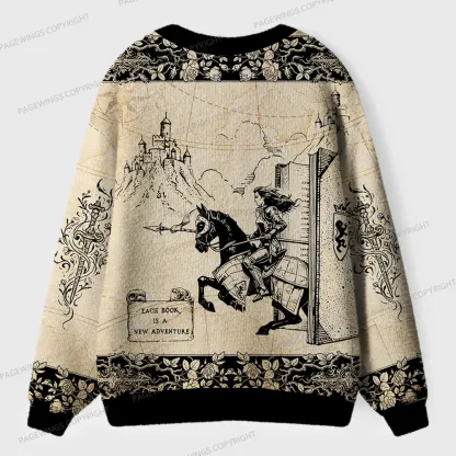 Pagewings Each Book Is A New Adventure Unisex Ugly Cardigan Sweaters